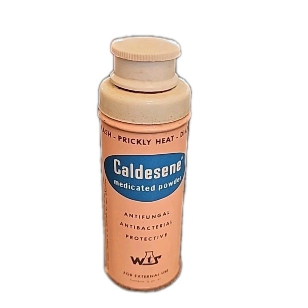 VINTAGE SAMPLE MALTBIE CALDESENE MEDICATED POWDER ADVERTISING TIN WITH CONTENTS